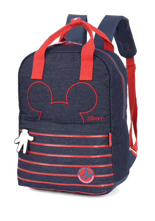 Mochila Jeans Disney Mickey Juvenil Escolar