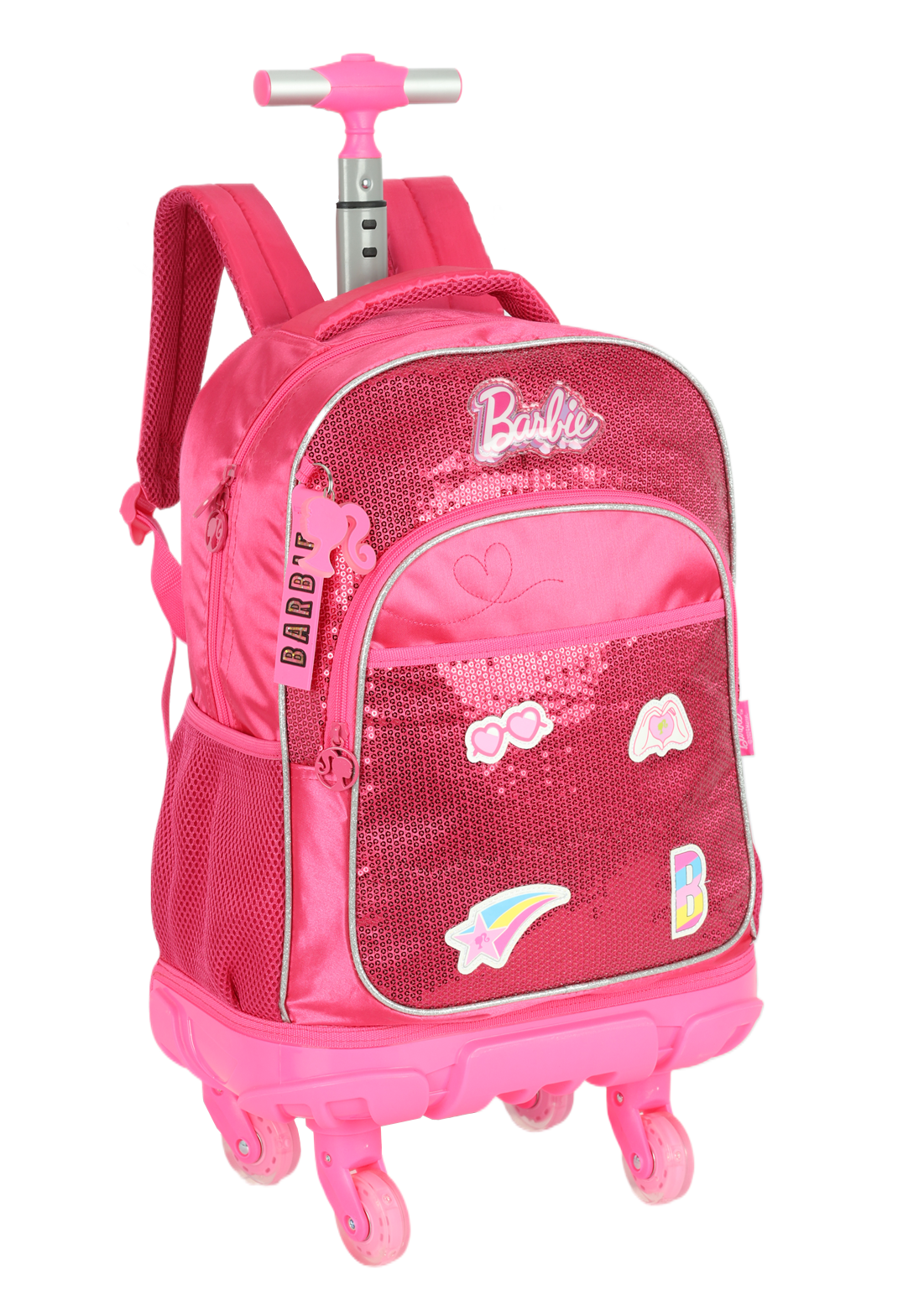 Mochila de Rodinhas Costas Barbie Paetê