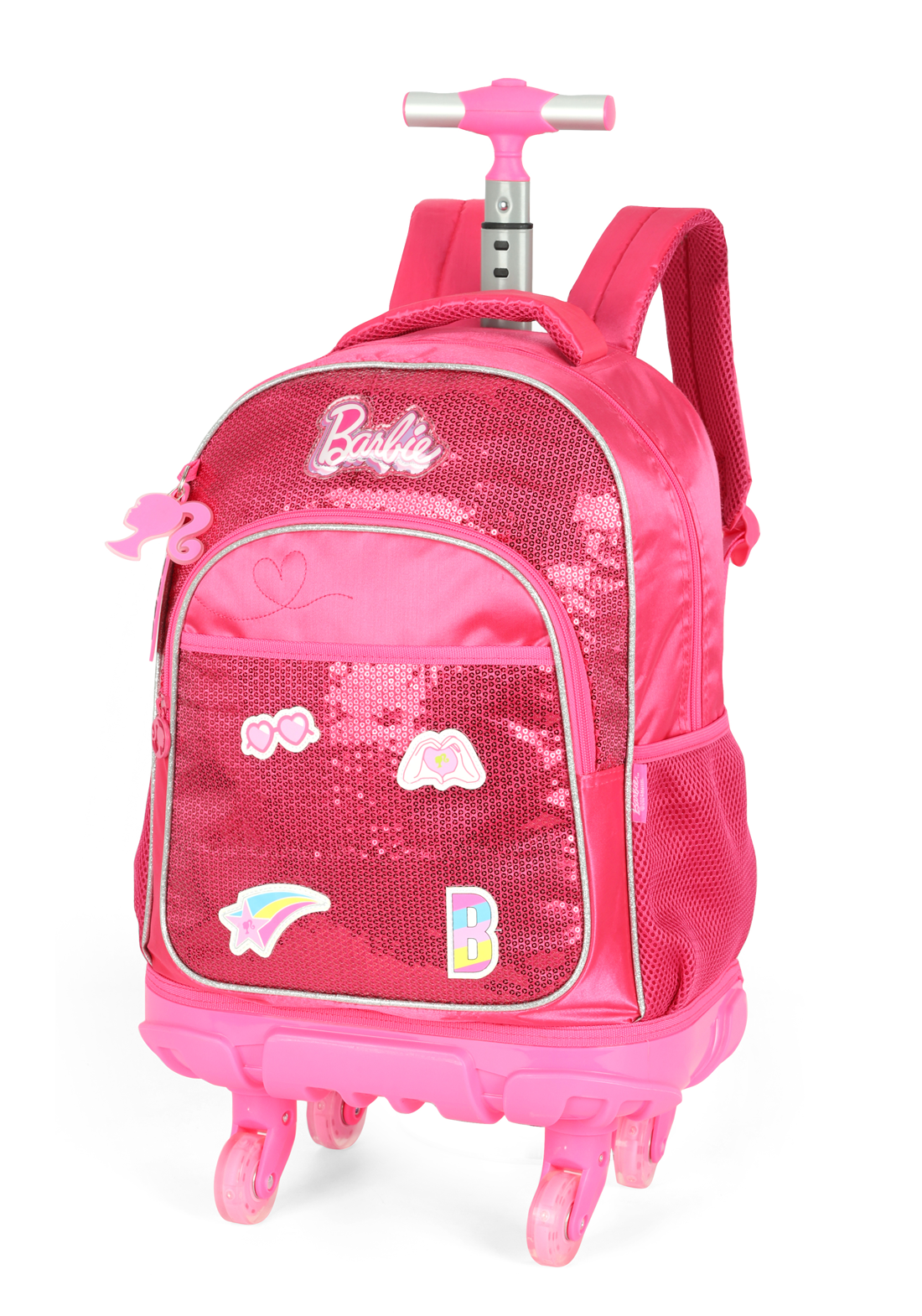 Mochila de Rodinhas Costas Barbie Paetê