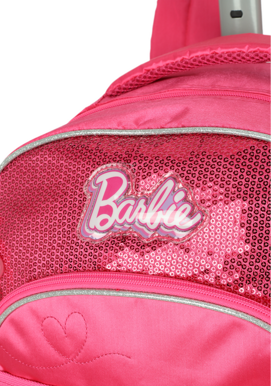 Mochila de Rodinhas Costas Barbie Paetê