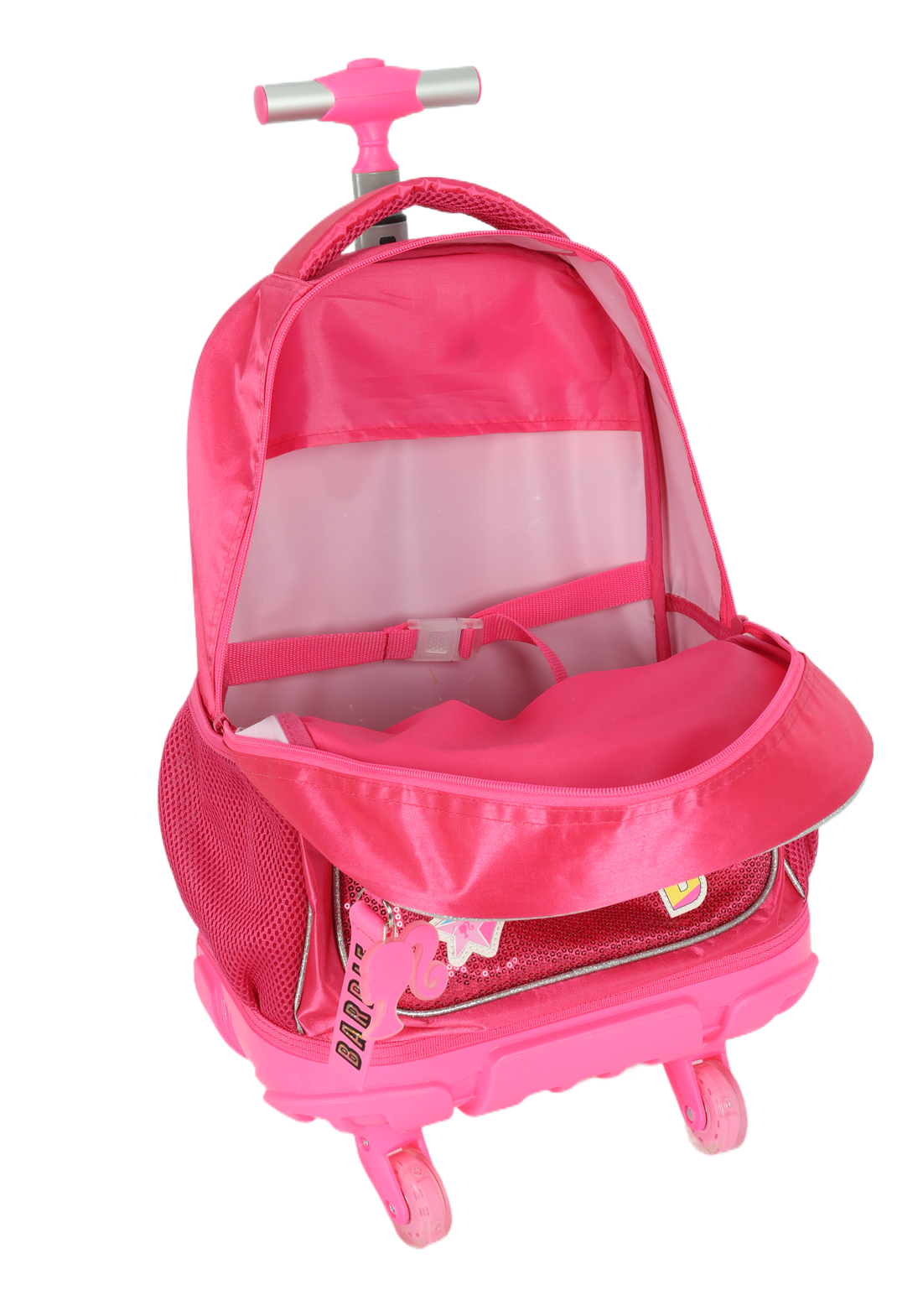 Mochila de Rodinhas Costas Barbie Paetê